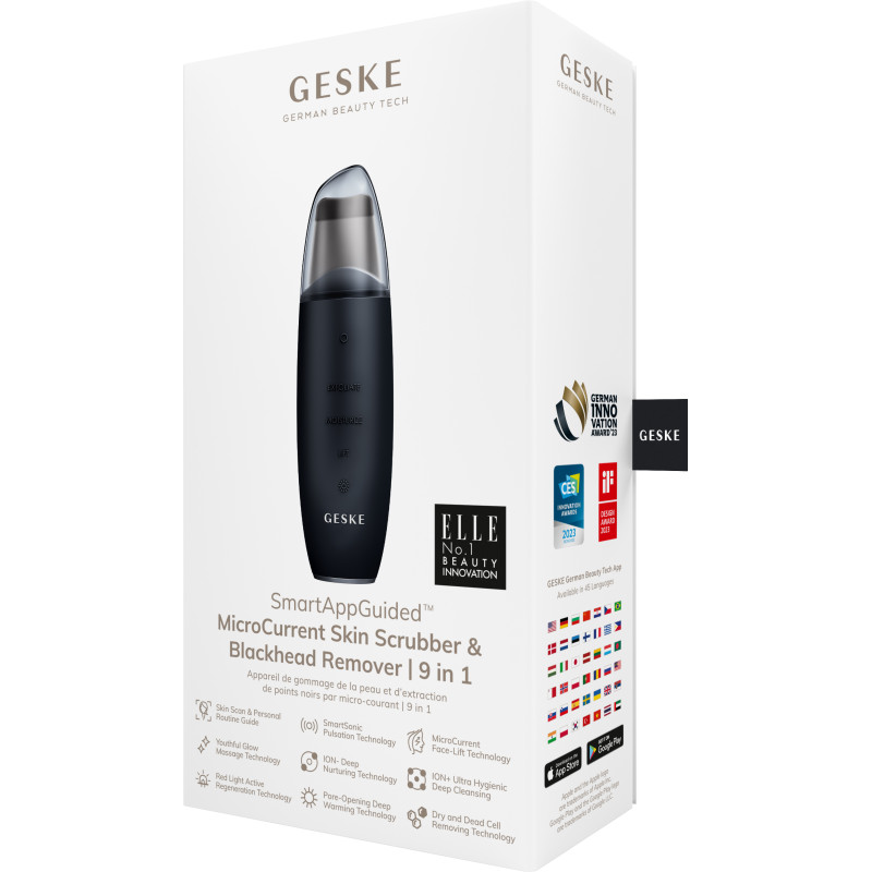 Мікрострумовий скрабер для шкіри та усунення чорних точок GESKE MicroCurrent Skin Scrubber&Blackhead Remover 9 в 1 black