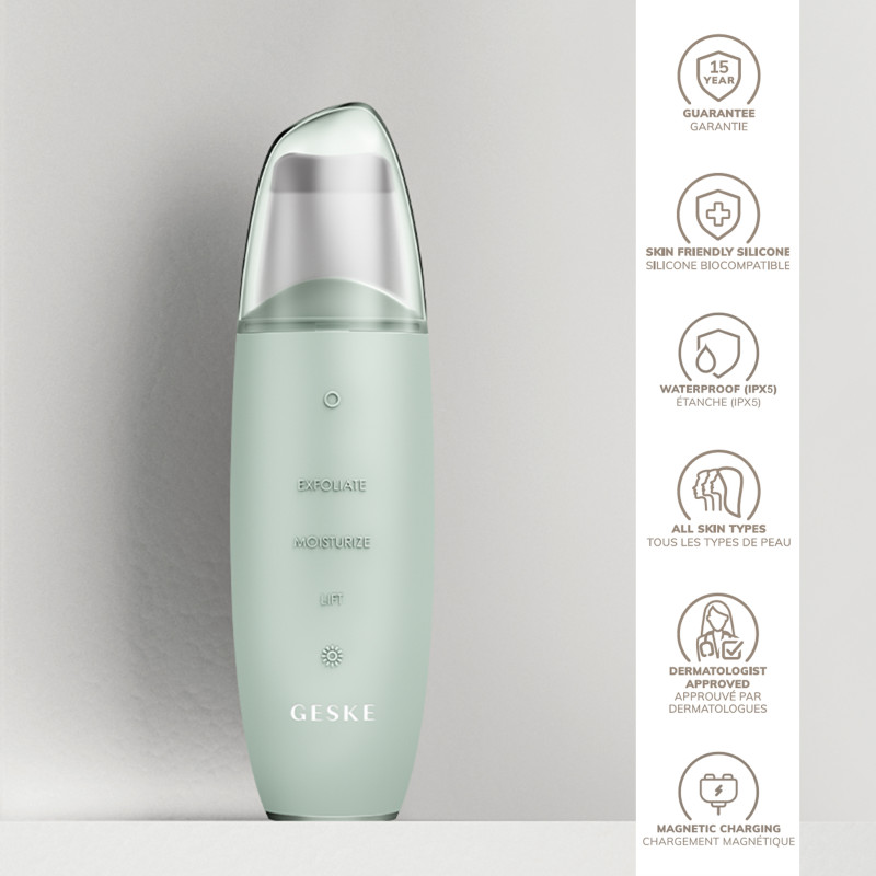 Мікрострумовий скрабер для шкіри та усунення чорних точок GESKE MicroCurrent Skin Scrubber&Blackhead Remover 9 в 1 green