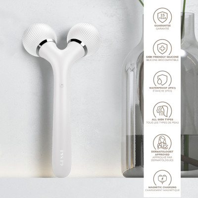 Електронний ультразвуковий ролик для обличчя та тіла GESKE Sonic Facial&Body Roller 4 в 1 white