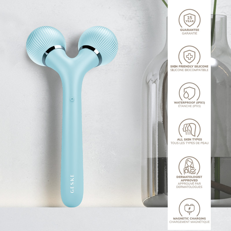 Електронний ультразвуковий ролик для обличчя та тіла GESKE Sonic Facial&Body Roller 4 в 1 turquoise
