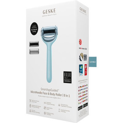 Електронний ролер для обличчя та тіла з мікроголками GESKE MicroNeedle Face&Body Roller 8 в 1 turquoise