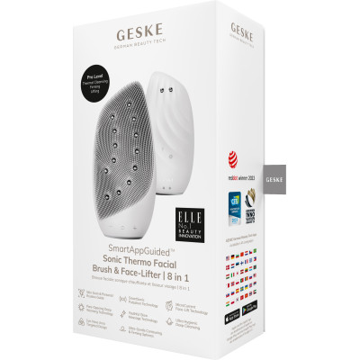 Очищувальна щітка для обличчя GESKE Sonic Thermo Facial Brush&Face-Lifter 8 в 1 white