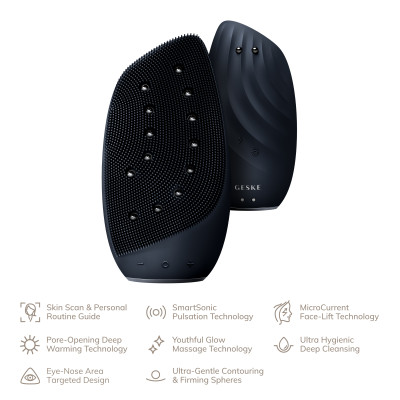 Очищувальна щітка для обличчя GESKE Sonic Thermo Facial Brush&Face-Lifter black
