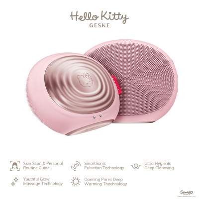 Електронна ультразвукова термощітка для обличчя GESKE Sonic Thermo Facial Brush by Hello Kitty pink