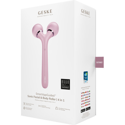Електронний ультразвуковий ролик для обличчя та тіла GESKE Sonic Facial&Body Roller 4 в 1 pink