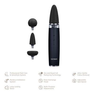Шліфувальна пилка для стоп з додатковими насадками GESKE Electric Pumice Foot Smoothing Multi-Pen 8 в 1 black