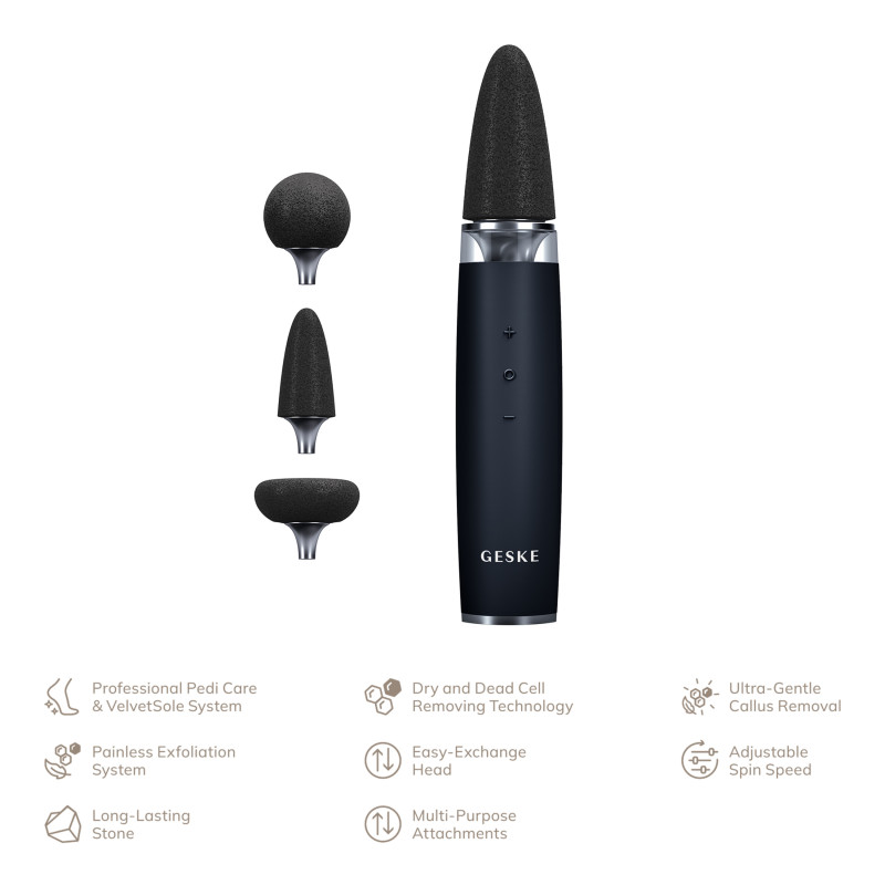 Шліфувальна пилка для стоп з додатковими насадками GESKE Electric Pumice Foot Smoothing Multi-Pen 8 в 1 black
