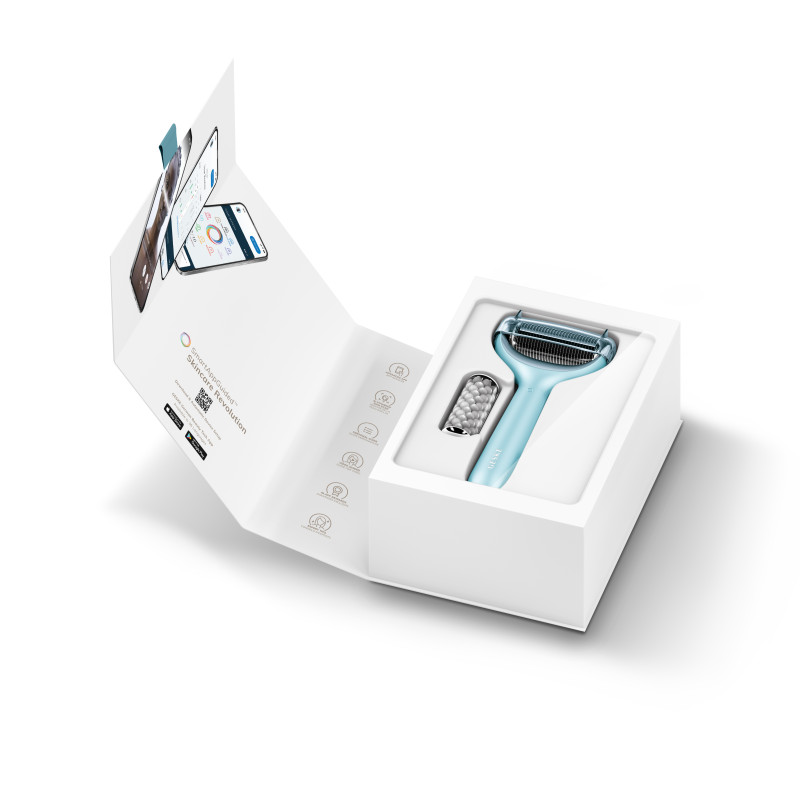 Електронний ролер для обличчя та тіла з мікроголками GESKE MicroNeedle Face&Body Roller 8 в 1 turquoise