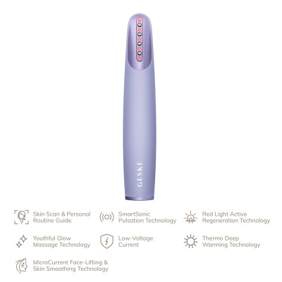 Пристрій для зміцнення і тонізації шкіри обличчя GESKE Skin Firming Wand 7 в 1 purple