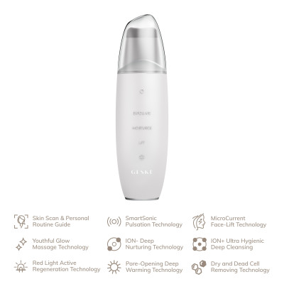 Мікрострумовий скрабер для шкіри та усунення чорних точок GESKE MicroCurrent Skin Scrubber&Blackhead Remover 9 в 1 white