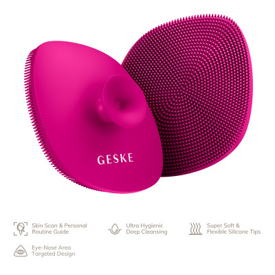 Щітка для обличчя GESKE Facial Brush 4 в 1 з тримачем magenta