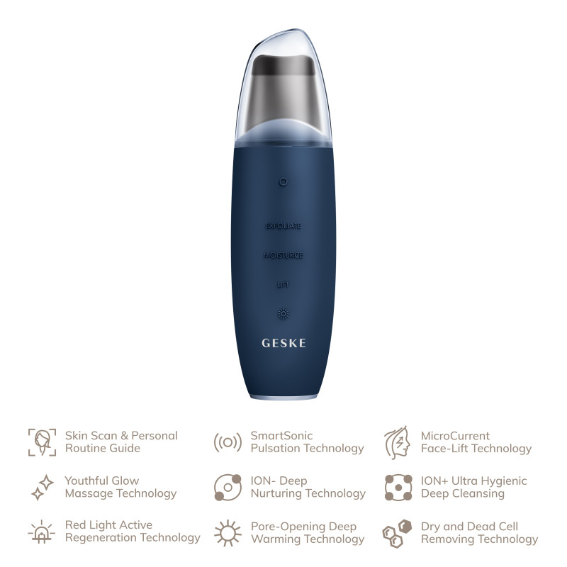 Мікрострумовий скрабер для шкіри та усунення чорних точок GESKE MicroCurrent Skin Scrubber&Blackhead Remover 9 в 1 midnight