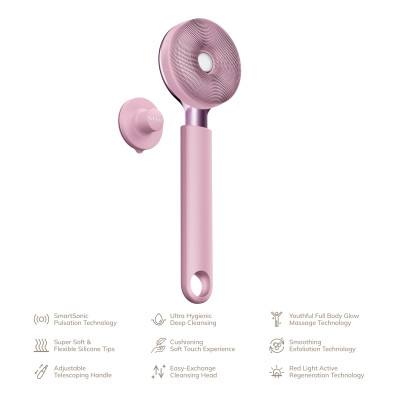 Звукова світлодіодна щітка для всього тіла GESKE Sonic LED Full-Body Brush&Intensive Exfoliator pink