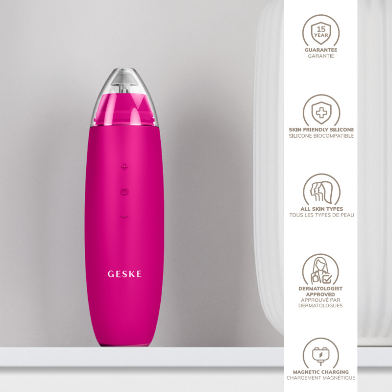 Мікродермабразійний пристрій для видалення чорних цяток GESKE MicroDermabrasion Blackhead Remover 7 в 1 magenta