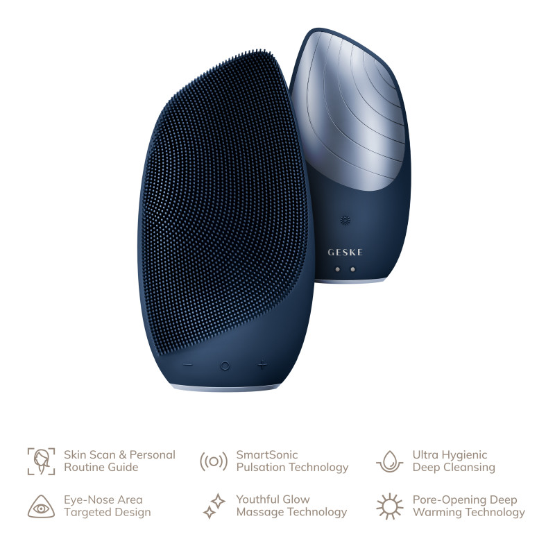 Електронна звукова термощітка для обличчя GESKE Sonic Thermo Facial Brush 6 в 1 midnight