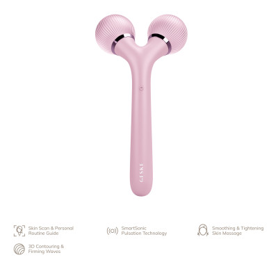 Електронний ультразвуковий ролик для обличчя та тіла GESKE Sonic Facial&Body Roller 4 в 1 pink