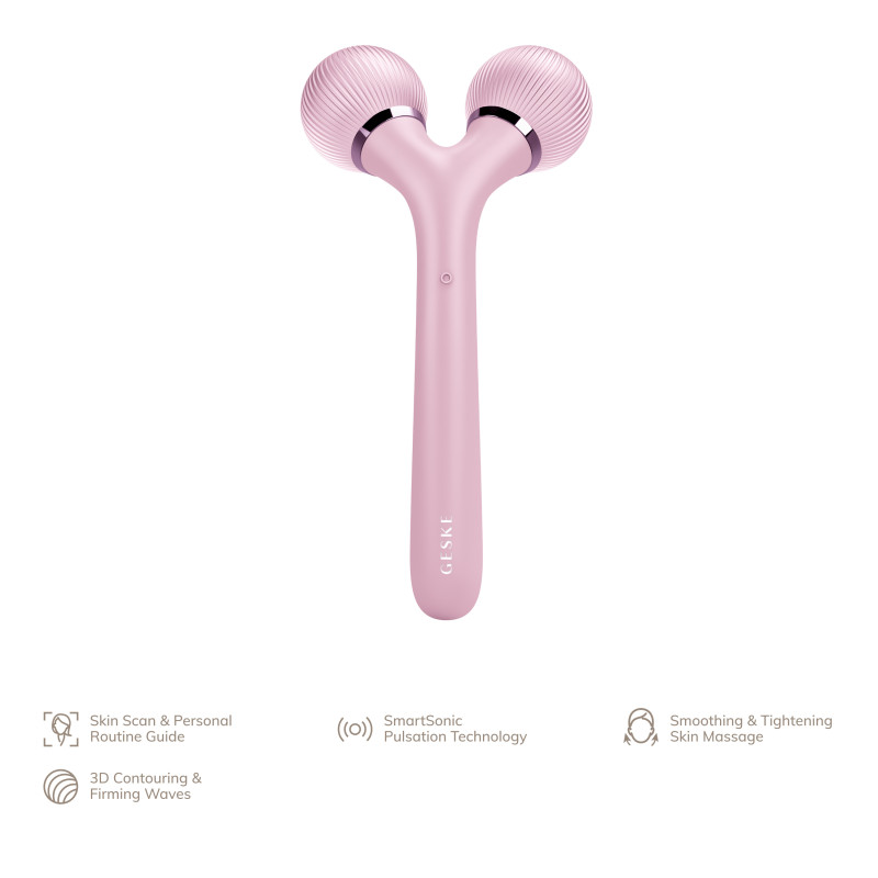 Електронний ультразвуковий ролик для обличчя та тіла GESKE Sonic Facial&Body Roller 4 в 1 pink