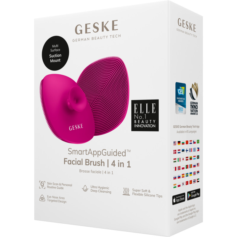 Щітка для обличчя GESKE Facial Brush 4 в 1 з тримачем magenta