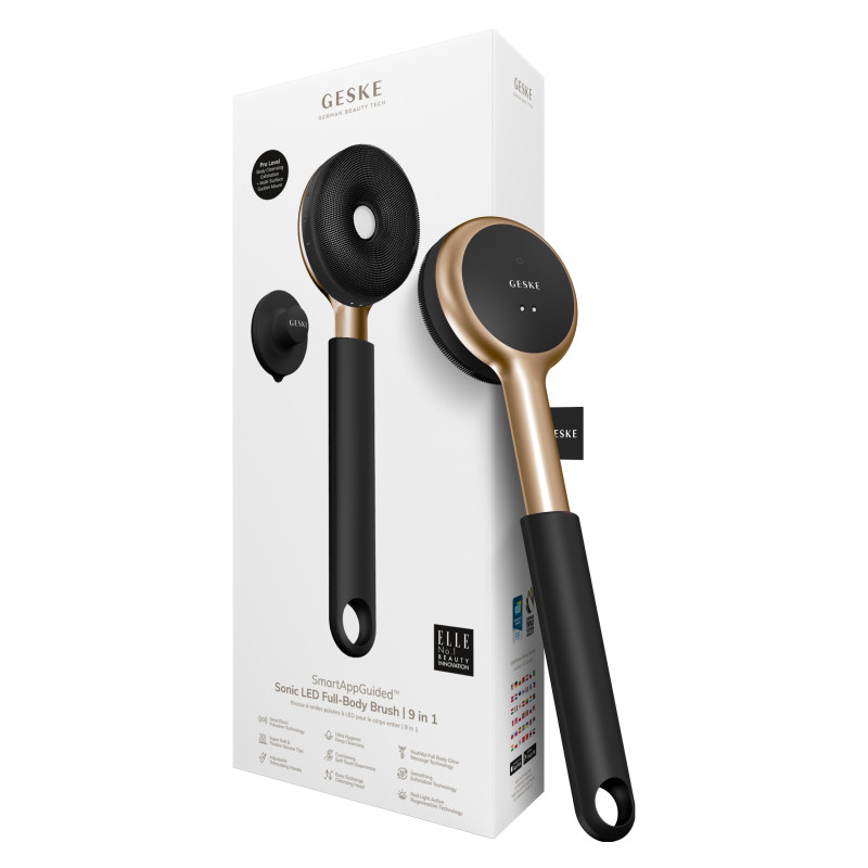 Звукова світлодіодна щітка для всього тіла GESKE Sonic LED Full-Body Brush&Intensive Exfoliator 9 в 1 gray