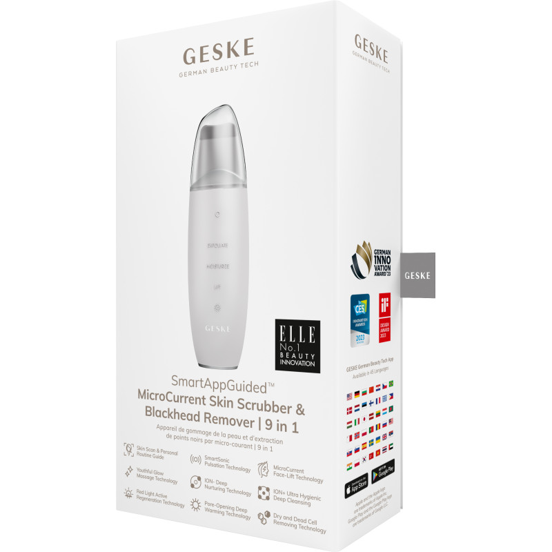 Мікрострумовий скрабер для шкіри та усунення чорних точок GESKE MicroCurrent Skin Scrubber&Blackhead Remover 9 в 1 white