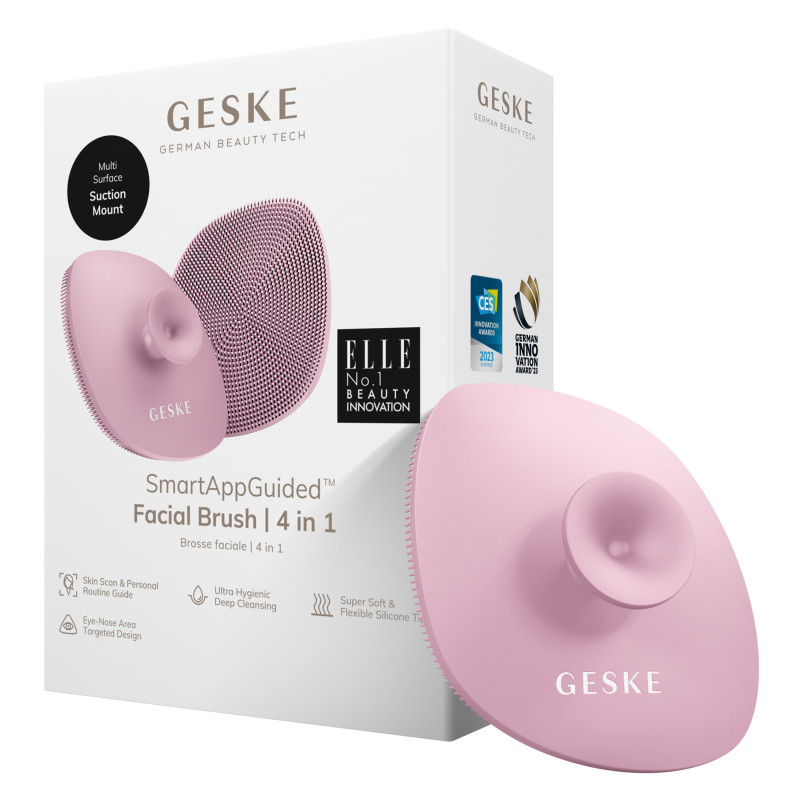 Щітка для обличчя GESKE Facial Brush 4 в 1 з тримачем pink