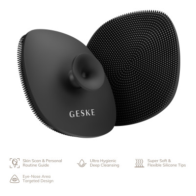 Щітка для обличчя GESKE Facial Brush 4 в 1 з тримачем gray