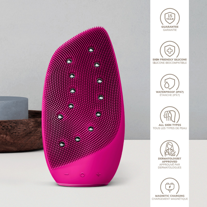 Очищувальна щітка для обличчя GESKE Sonic Thermo Facial Brush&Face-Lifter 8 в 1 magenta