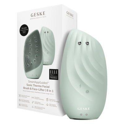 Очищувальна щітка для обличчя GESKE Sonic Thermo Facial Brush&Face-Lifter green