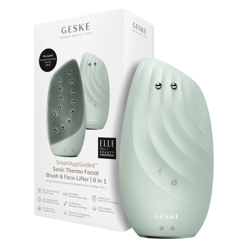 Очищувальна щітка для обличчя GESKE Sonic Thermo Facial Brush&Face-Lifter green