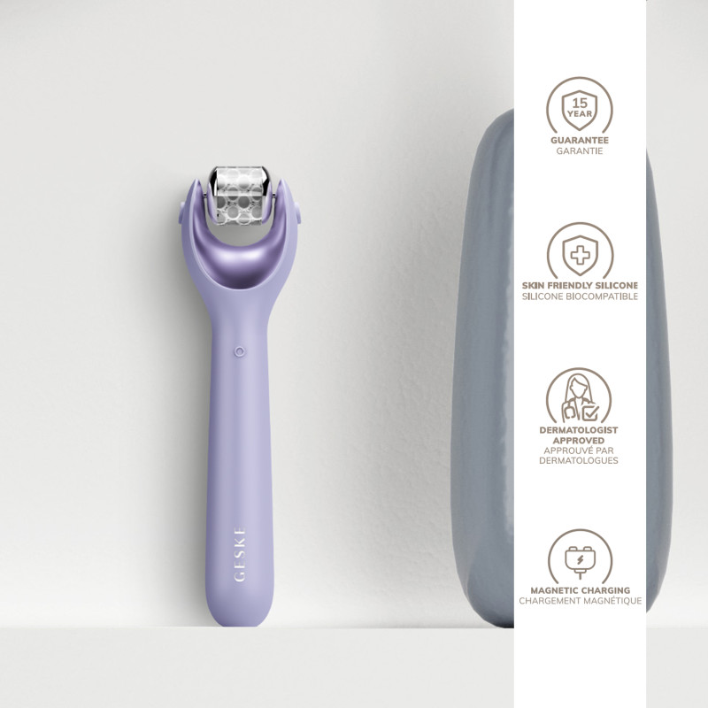 Електронний ролер для обличчя з мікроголками GESKE MicroNeedle Face Roller 9 в 1 purple