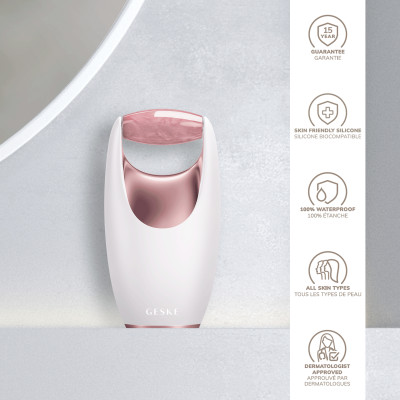 Ролер-масажер для обличчя з рожевим кварцом GESKE SmartAppGuided Rose Quartz Roller 5in1 starlight