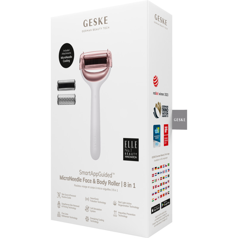 Електронний ролер для обличчя та тіла з мікроголками GESKE MicroNeedle Face&Body Roller 8 в 1 starlight