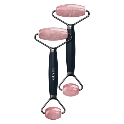 Ролер-масажер для обличчя та тіла з рожевим кварцом GESKE SmartAppGuided Rose Quartz Face & Body Roller 5in1 black