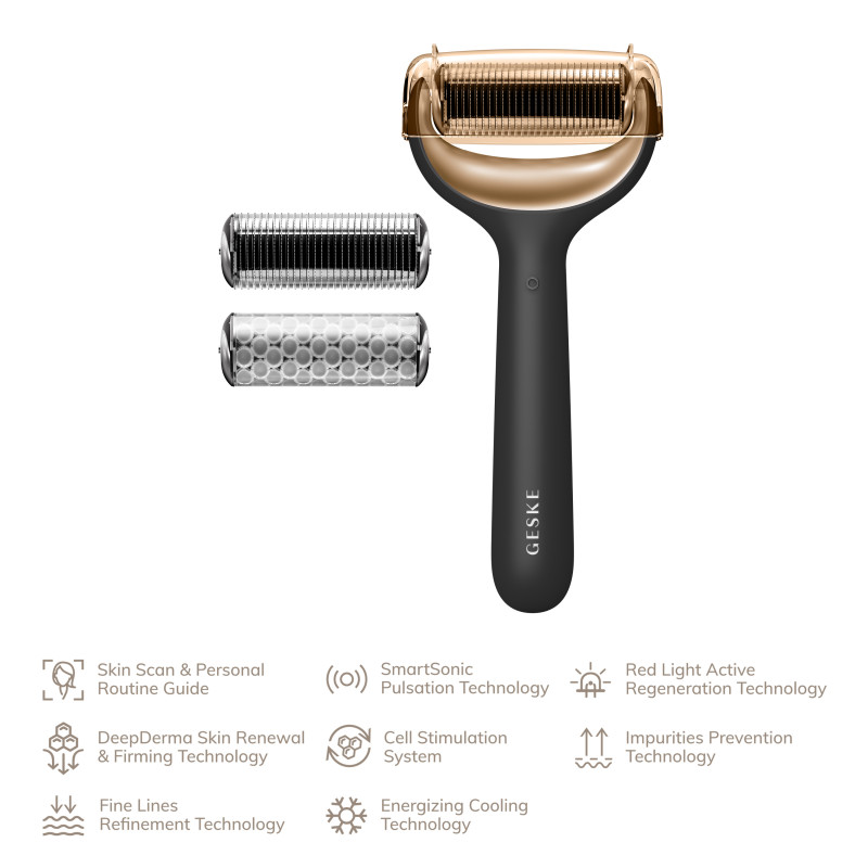 Електронний ролер для обличчя та тіла з мікроголками GESKE MicroNeedle Face&Body Roller 8 в 1 gray