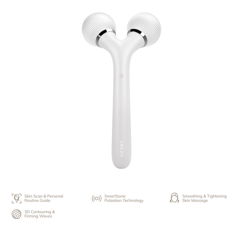Електронний ультразвуковий ролик для обличчя та тіла GESKE Sonic Facial&Body Roller 4 в 1 white