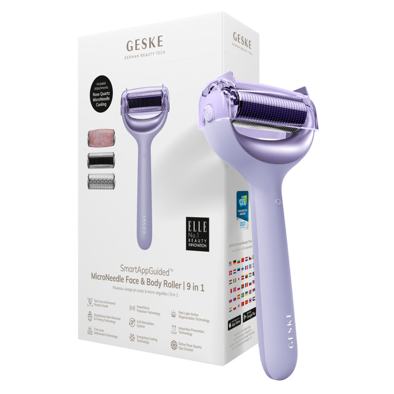 Ролер для голкової мезотерапії обличчя та тіла GESKE MicroNeedle Face&Body Roller 9 в 1 purple