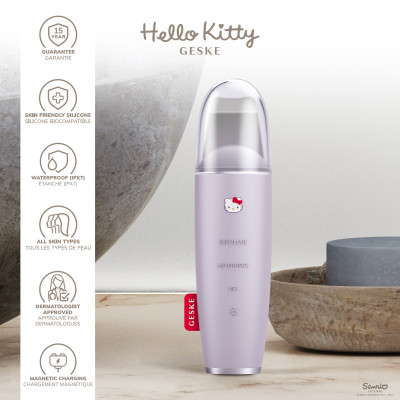 Мікрострумовий скрабер для шкіри і усунення чорних точок GESKE MicroCurrent Skin Scrubber&Blackhead Remover 9 в 1 Hello Kitty purple