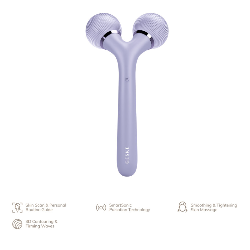 Електронний ультразвуковий ролик для обличчя та тіла GESKE Sonic Facial&Body Roller 4 в 1 violet