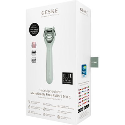 Електронний ролер для обличчя з мікроголками GESKE MicroNeedle Face Roller 9 в 1 green