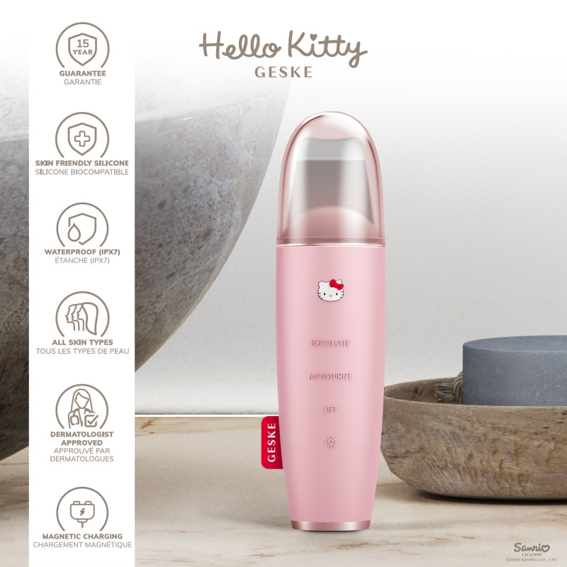 Мікрострумовий скрабер для шкіри та усунення чорних точок GESKE MicroCurrent Skin Scrubber&Blackhead Remover Hello Kitty pink