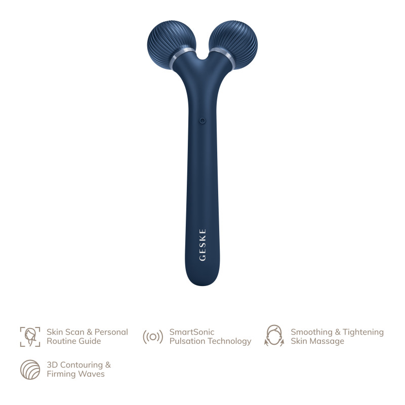 Електронний ультразвуковий ролик для обличчя GESKE Sonic Facial Roller 4 в 1 midnight