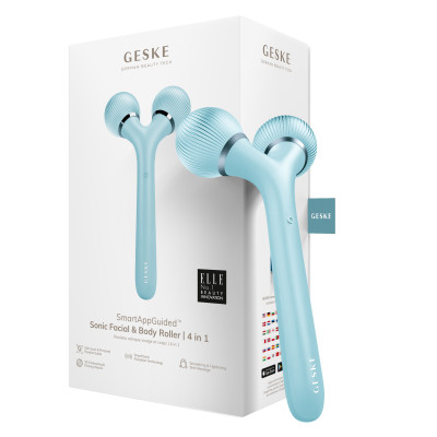 Електронний ультразвуковий ролик для обличчя та тіла  GESKE Sonic Facial&Body Roller 4 в 1 turquoise