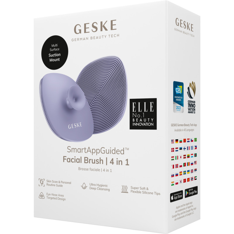 Щітка для обличчя GESKE Facial Brush 4 в 1 з тримачем purple