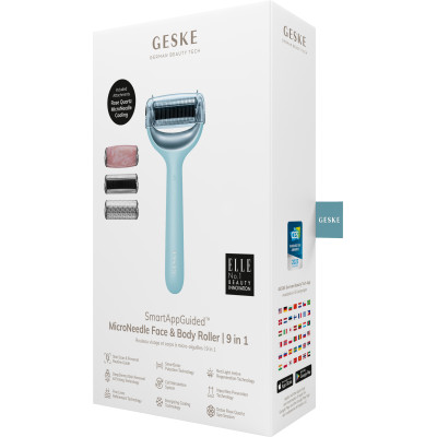 Ролик для голкової мезотерапії обличчя та тіла GESKE MicroNeedle Face&Body Roller 9 в 1 turquoise