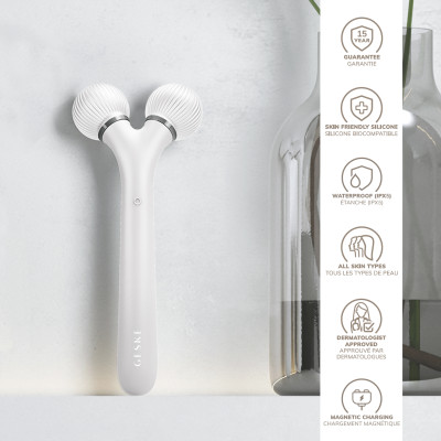 Електронний ультразвуковий ролик для обличчя GESKE Sonic Facial Roller 4 в 1 white