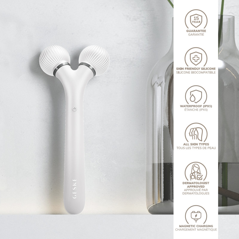 Електронний ультразвуковий ролик для обличчя GESKE Sonic Facial Roller 4 в 1 white