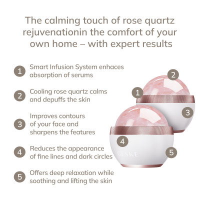 Кульковий масажер з рожевим кварцом GESKE SmartAppGuided Rose Quartz Depuffing Sphere 7in1 starlight