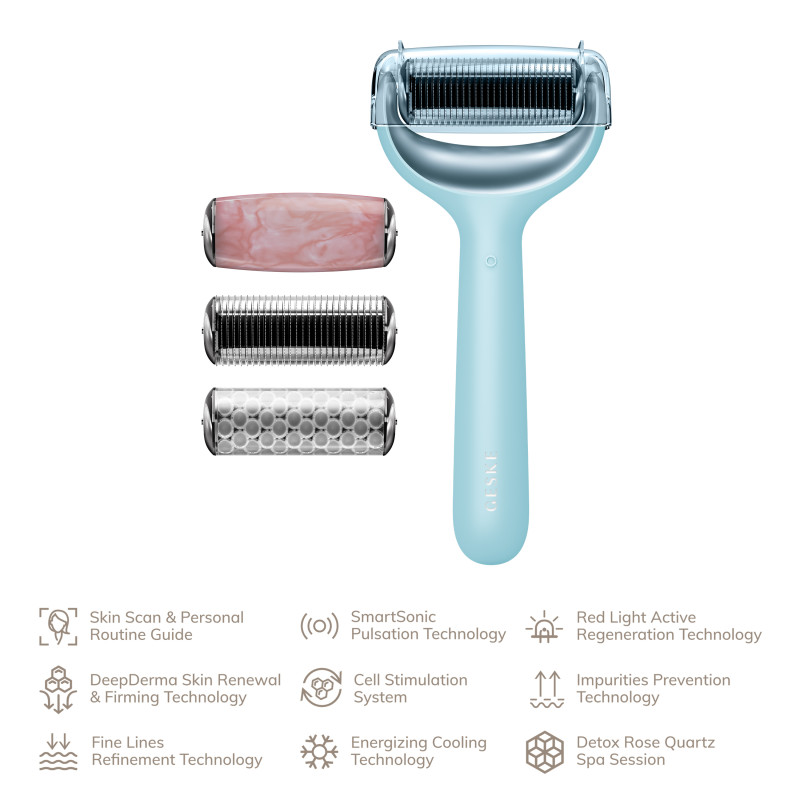 Ролик для голкової мезотерапії обличчя та тіла GESKE MicroNeedle Face&Body Roller 9 в 1 turquoise
