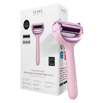 Електронний ролер для обличчя та тіла з мікроголками GESKE MicroNeedle Face&Body Roller 8 в 1 pink Електронний ролер для обличчя та тіла з мікроголками GESKE MicroNeedle Face&Body Roller 8 в 1 pink