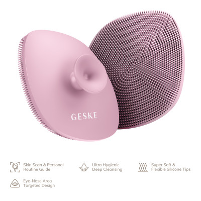 Щітка для обличчя GESKE Facial Brush 4 в 1 з тримачем pink